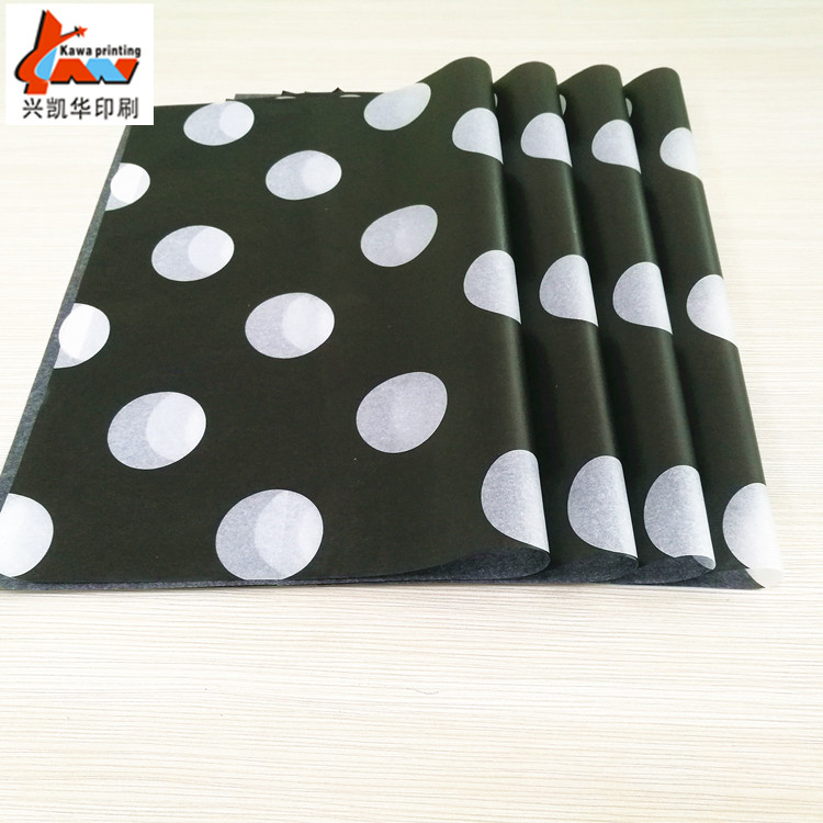 Black Polka Dot Printed Tissue Paper | Custom Luxury Packaging Paper | Fashion Gift Wrapping Tissue