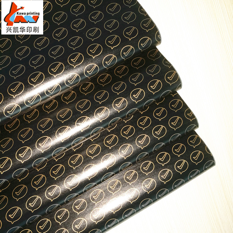 Custom Glossy Black & Gold Printed Wrapping Paper | Luxury Gift Packaging Paper with Custom Logo