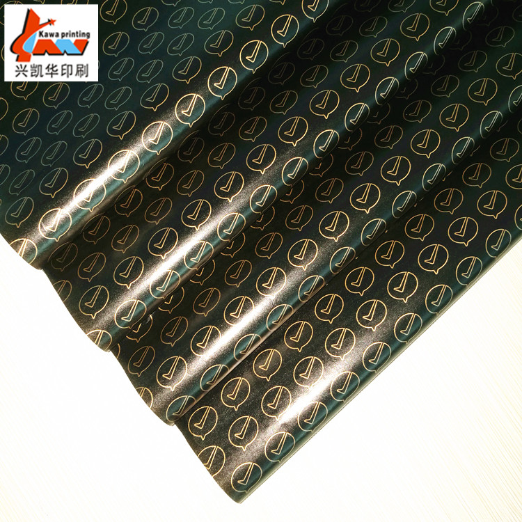 Custom Glossy Black & Gold Printed Wrapping Paper | Luxury Gift Packaging Paper with Custom Logo