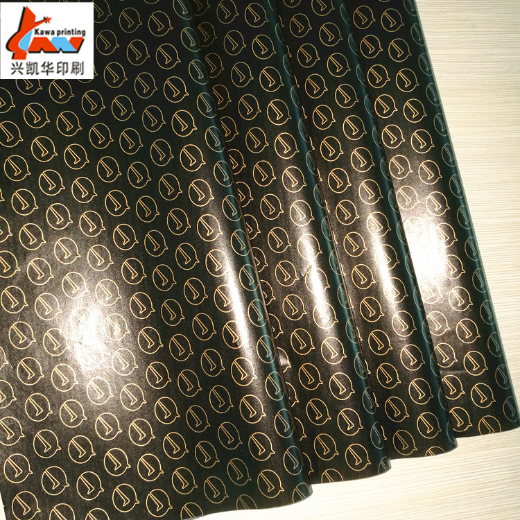 Custom Glossy Black & Gold Printed Wrapping Paper | Luxury Gift Packaging Paper with Custom Logo