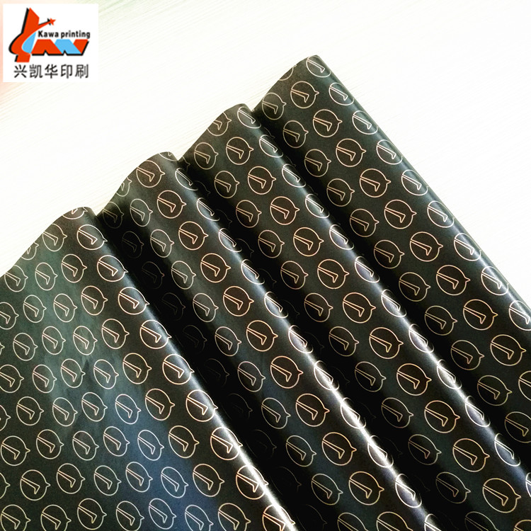 Custom Glossy Black & Gold Printed Wrapping Paper | Luxury Gift Packaging Paper with Custom Logo