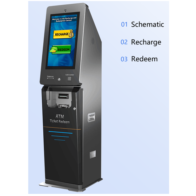 HET ATM 2150 Ticket Redeem Vertical Touch Screen Exchange ATM Kiosk at Factory Price for Self-Banknote Dispensing Payout Machine