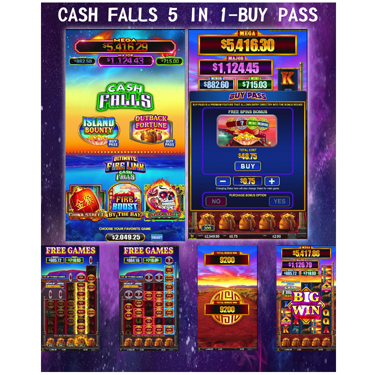 Fire link Cash falls 5in1 Skill Preview vertical multi game
