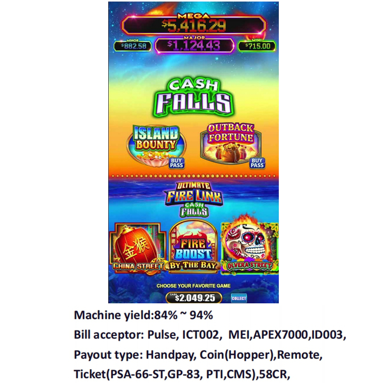 Fire link Cash falls 5in1 Skill Preview vertical multi game