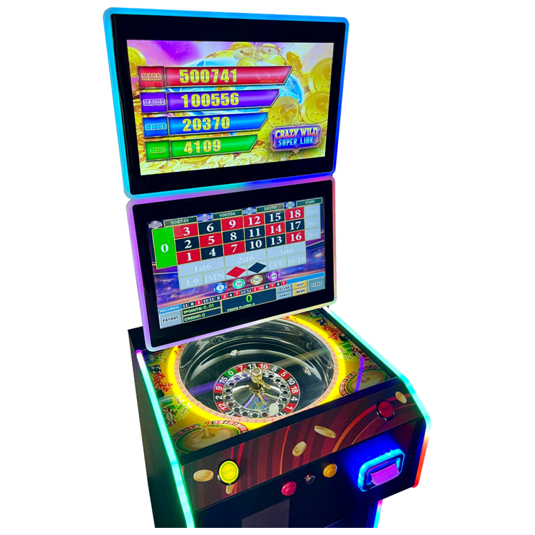 22 Inch Touch Dual Screen Vertical with Roulette Arcade Gaming Machine 10in1 Customized Skill Cabinet Black at Factory Price for Amusement Cabinet